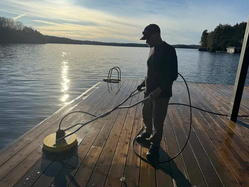 Deck Cleaning in progress at a Hamilton property
